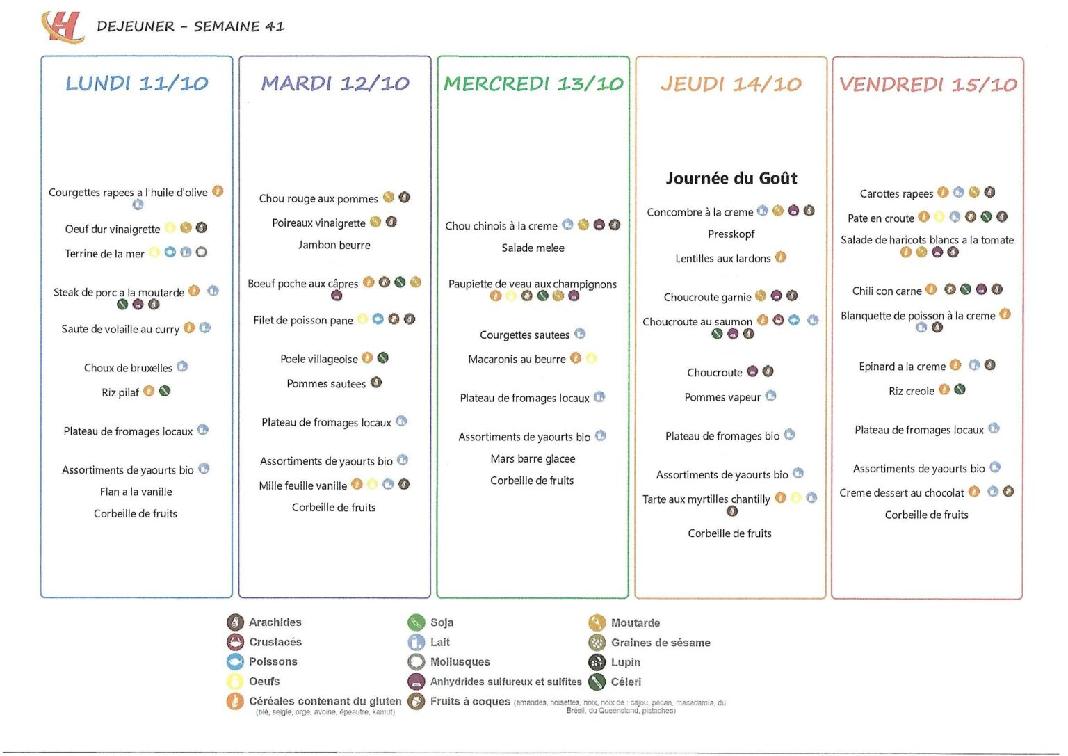 Menu Allergène du 11.10.2021 au 17.10.2021 Lycée JeanJacques Henner